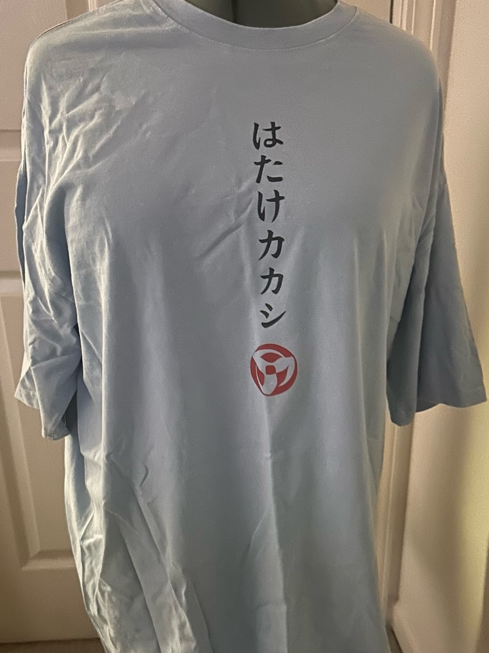 Light Blue Men's Graphic Tee with Japanese Characters